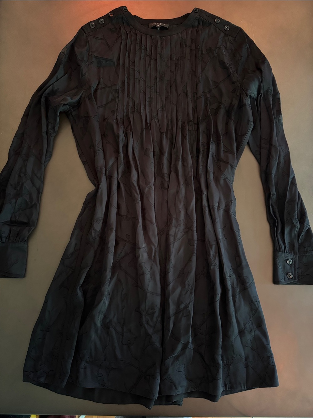 rag & bone black long-sleeve pleated dress
